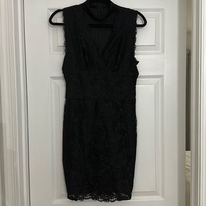 Guess Black Lace Choker Mini Dress